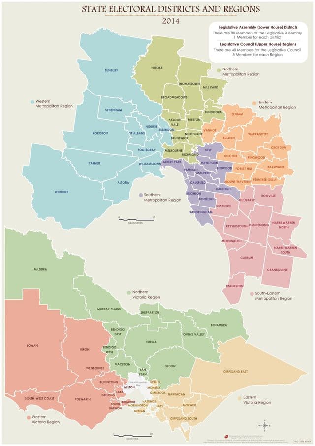 Mapa do distrito de Melbourne