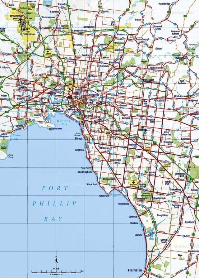 Mapa das estradas de Melbourne
